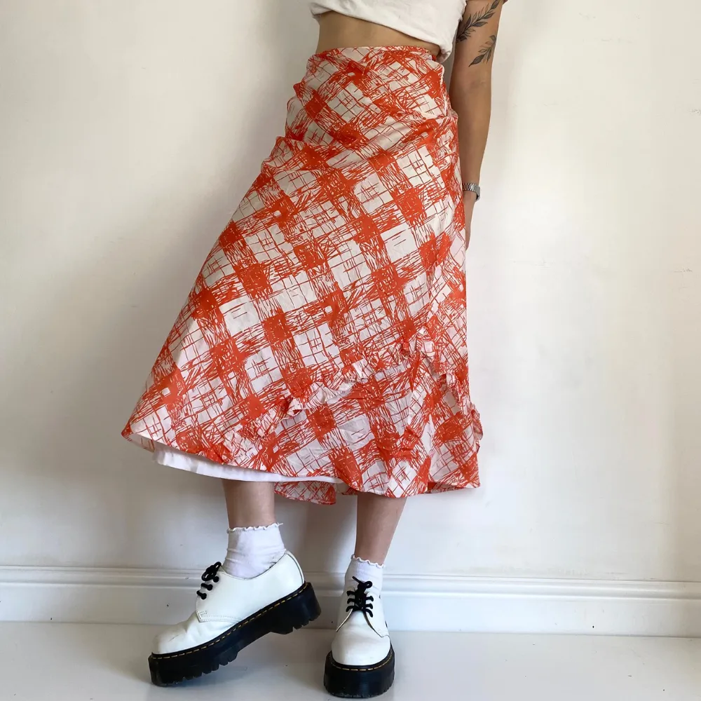 Orange Printed Maxi Skirt - MEDIUM