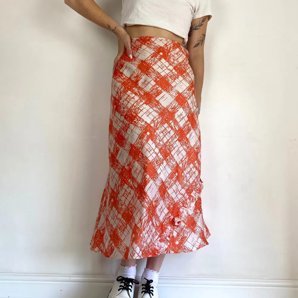 Orange Printed Maxi Skirt - MEDIUM