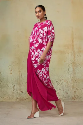 Pink Embroidered Drape Skirt