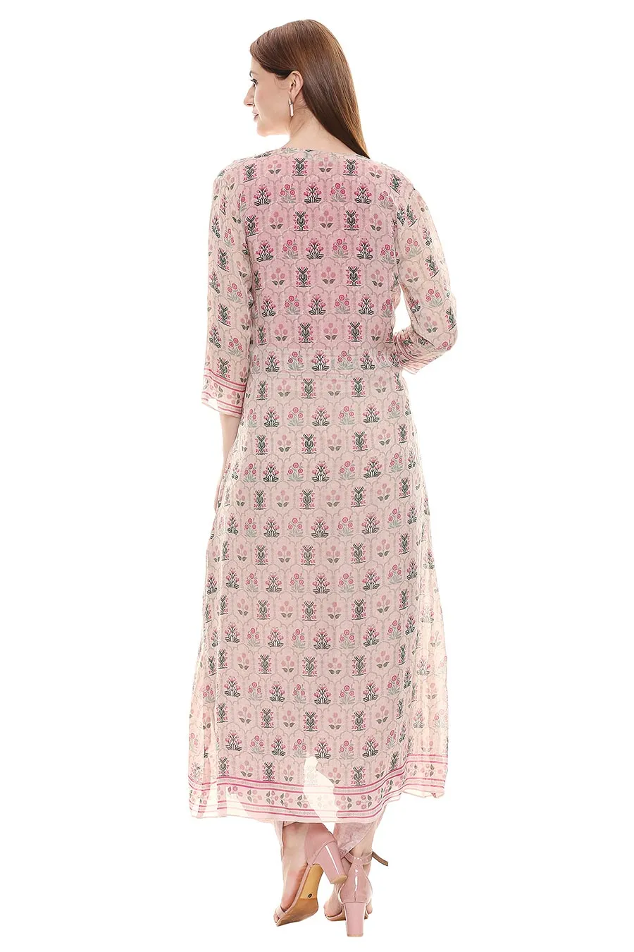 Pink Top & Dhoti Pant With Jacket (Set of 3)