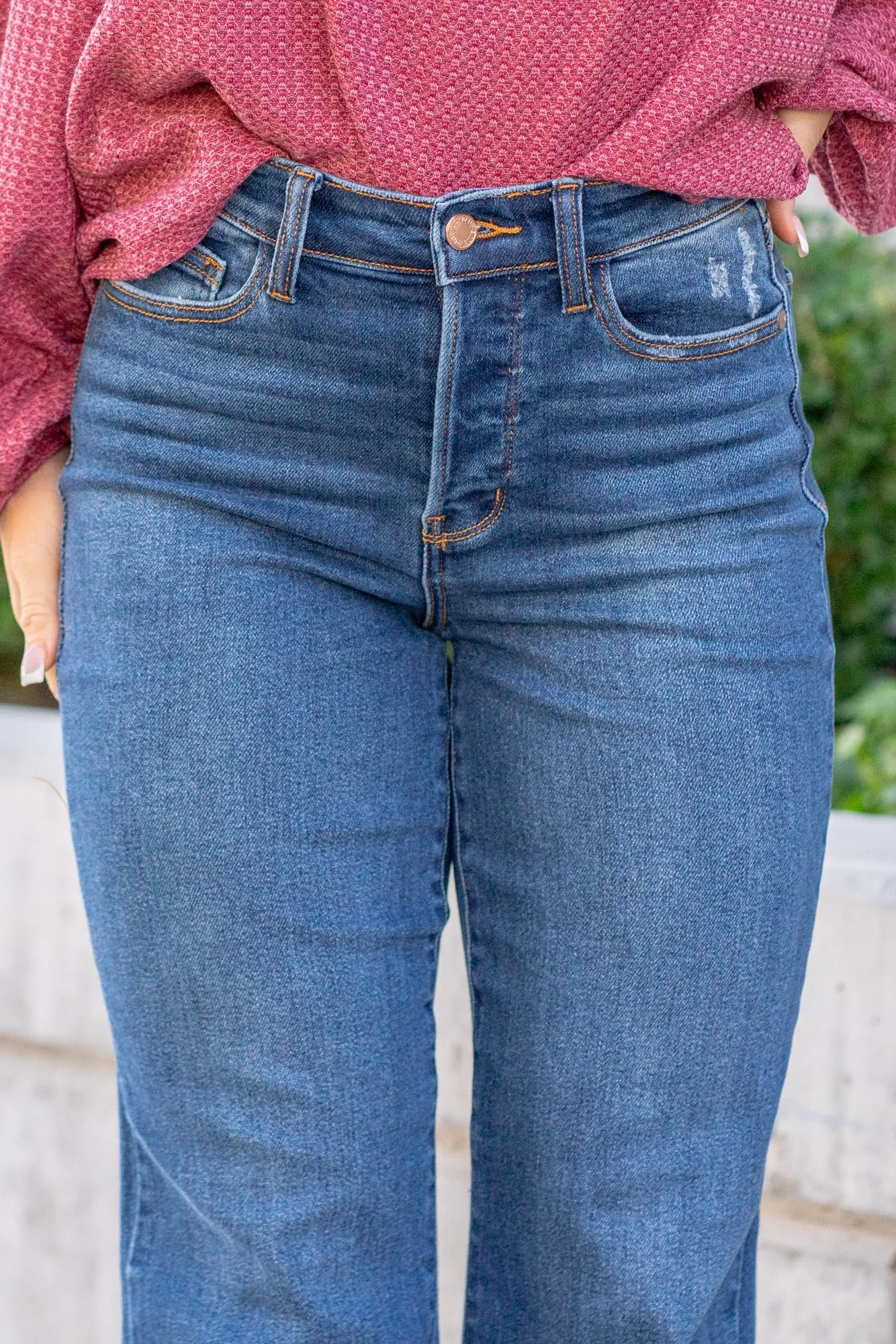 Plus Size Johnny High Rise Hidden Button Fly Dad Jeans