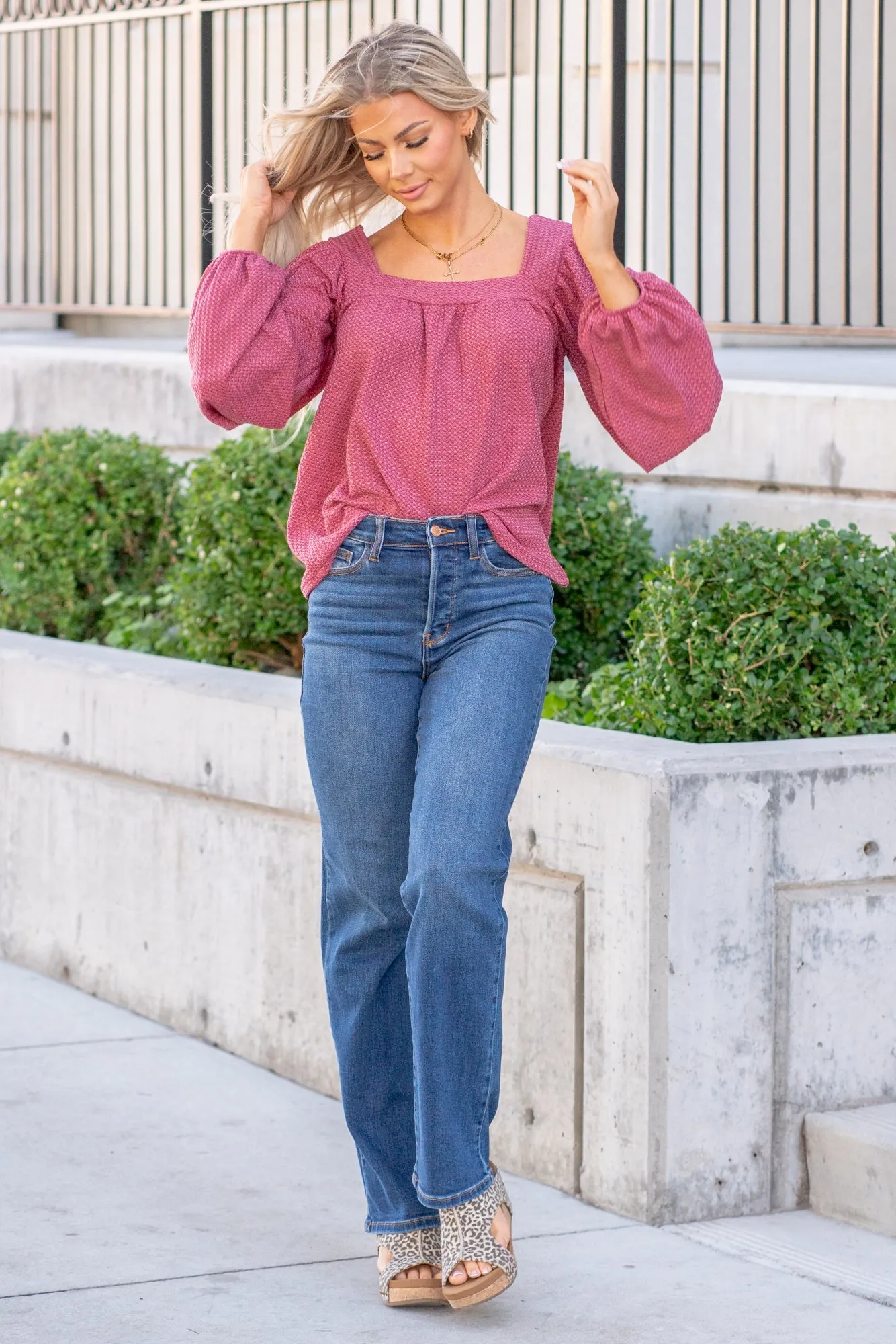 Plus Size Johnny High Rise Hidden Button Fly Dad Jeans