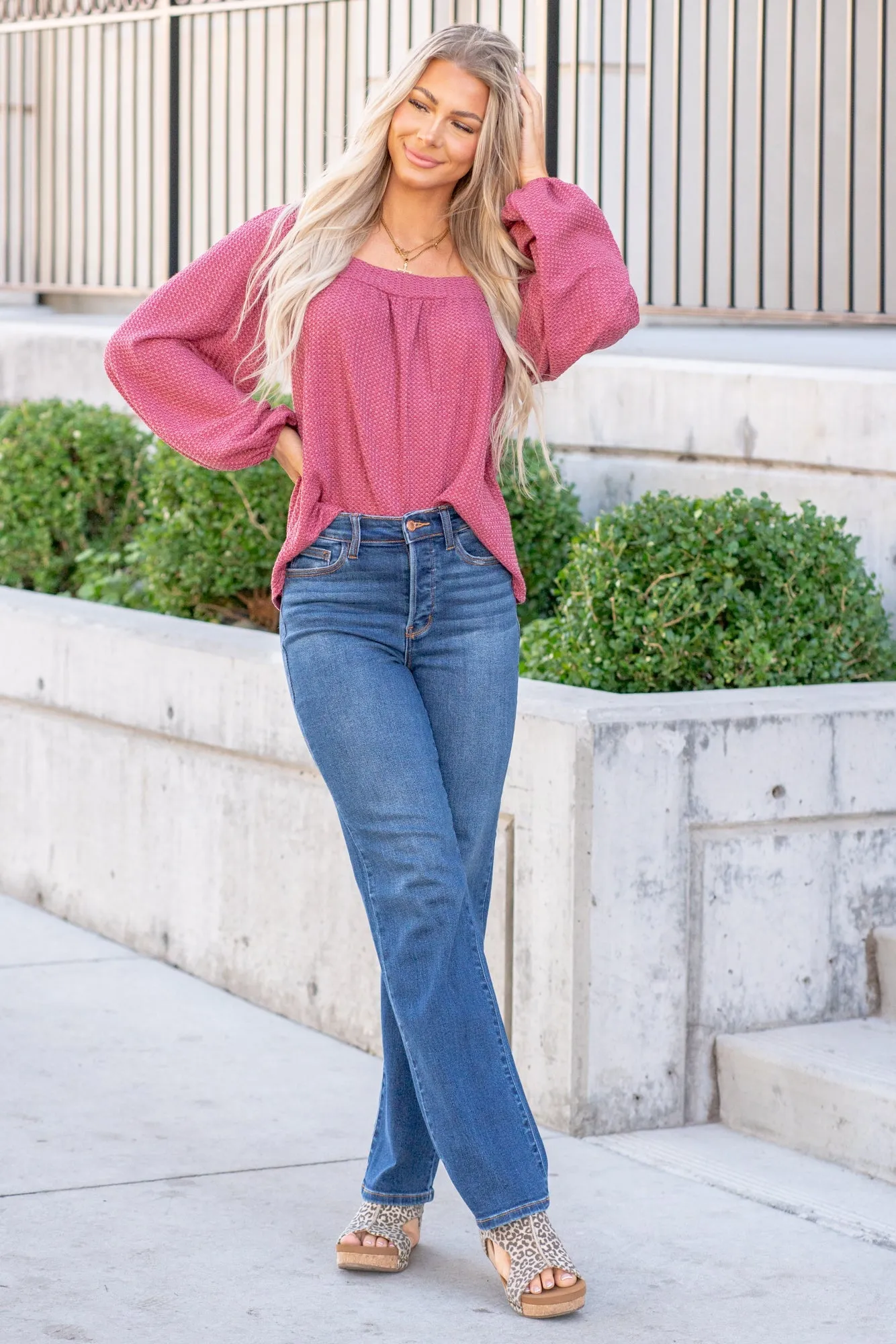 Plus Size Johnny High Rise Hidden Button Fly Dad Jeans