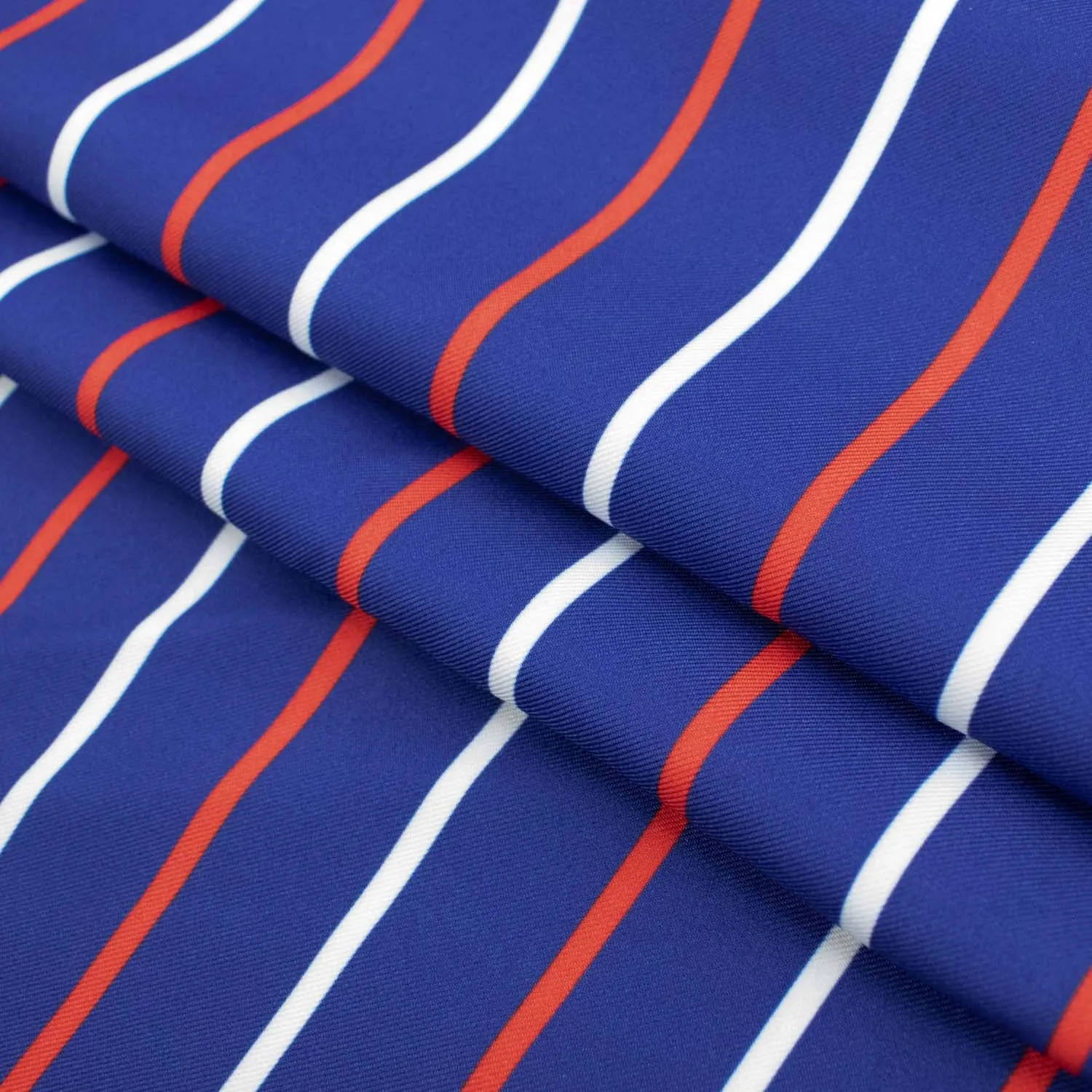 Printed Crepe Design-6 Red & White Stripes on Royal Blue
