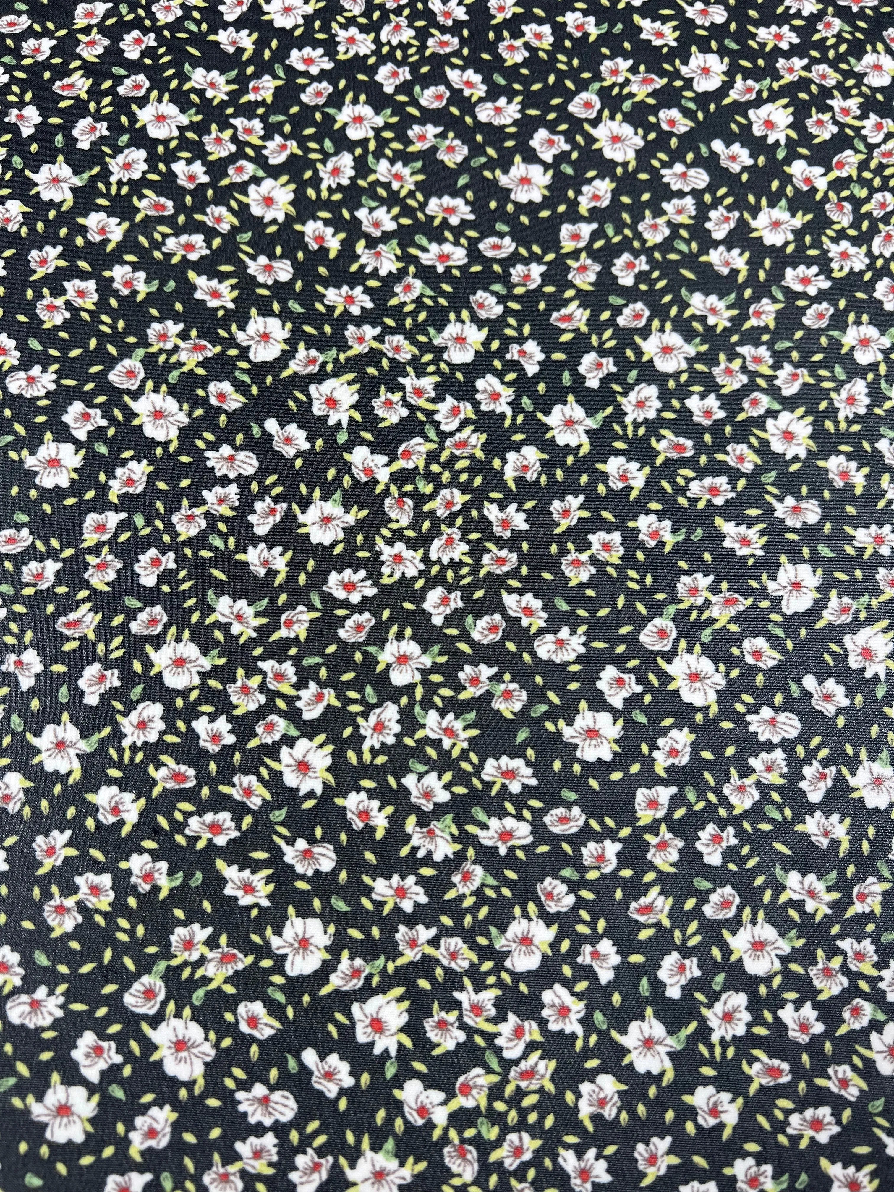 Printed Georgette - Dark Blooming Seeds - 150cm