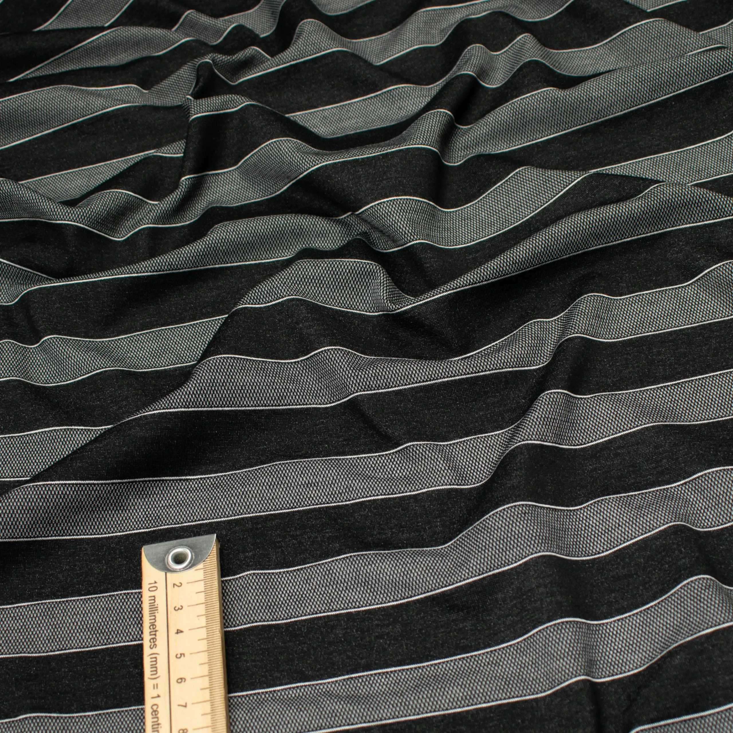 Printed Knits Design-229 Black & Grey Stripes