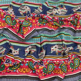 Printed Rayon Design-53 Purple Paisley & Blue Elephant