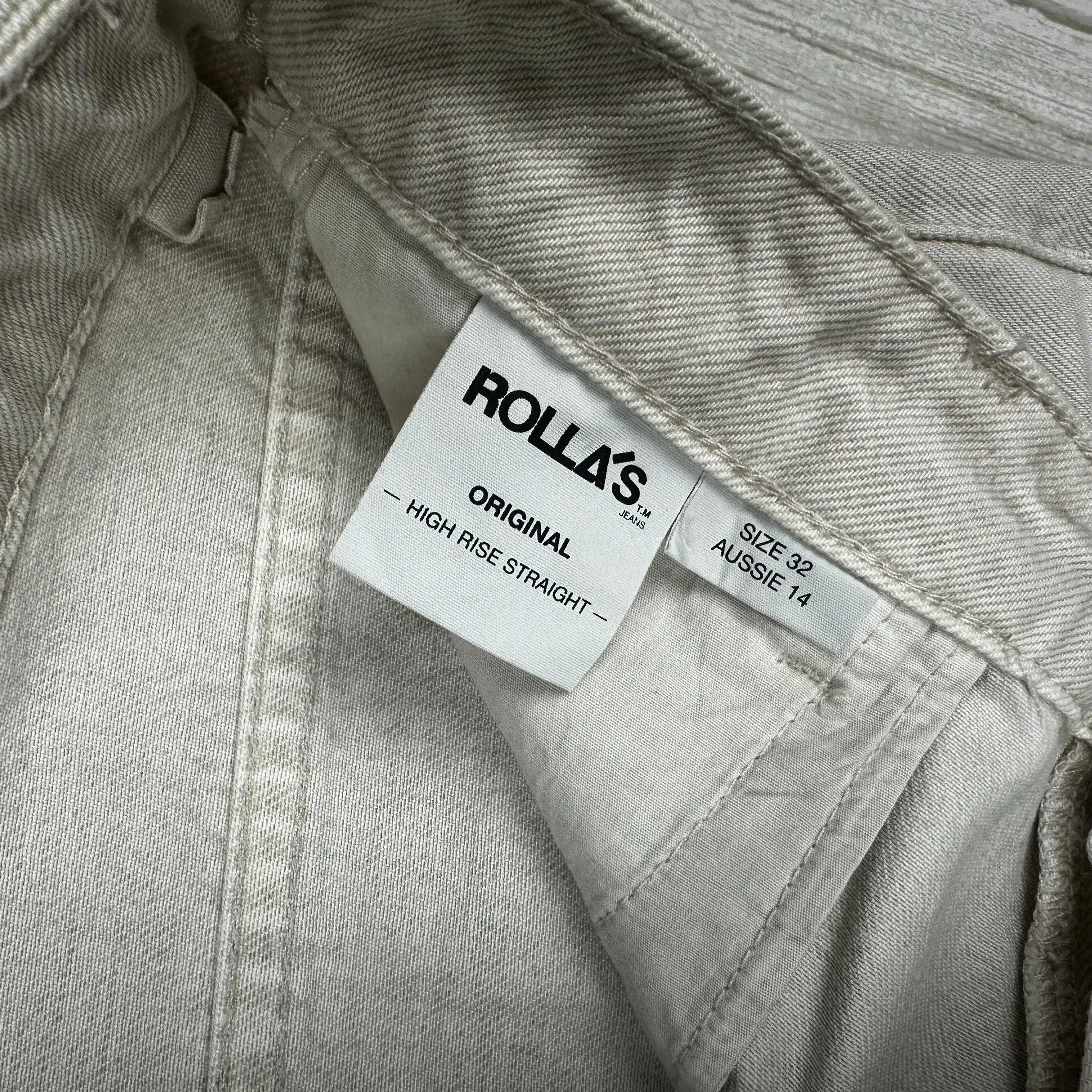 Rolla’s 'Original' High Rise Straight Ivory Jeans - Size 14