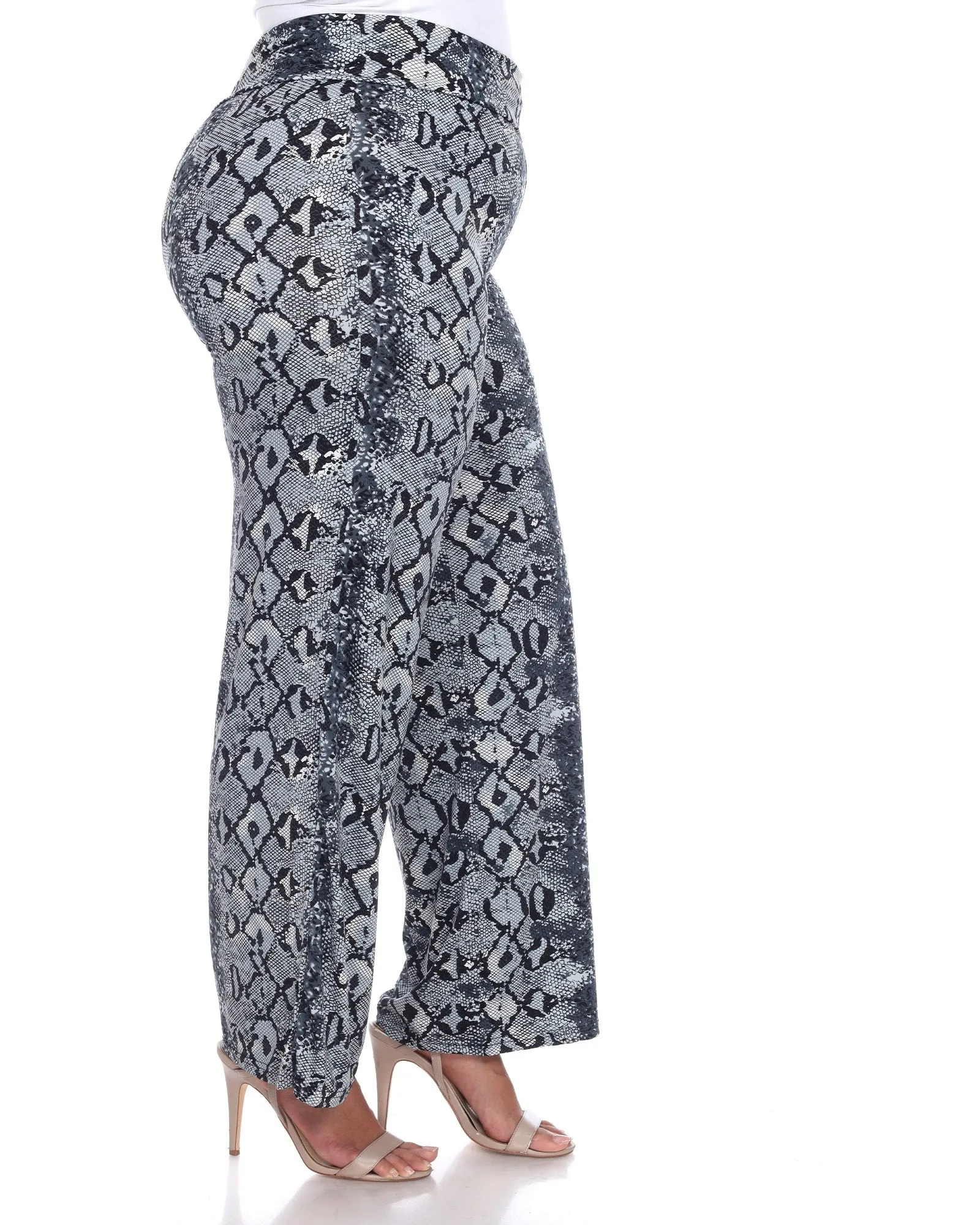 Snake Print Palazzo Pants | Gray Snake