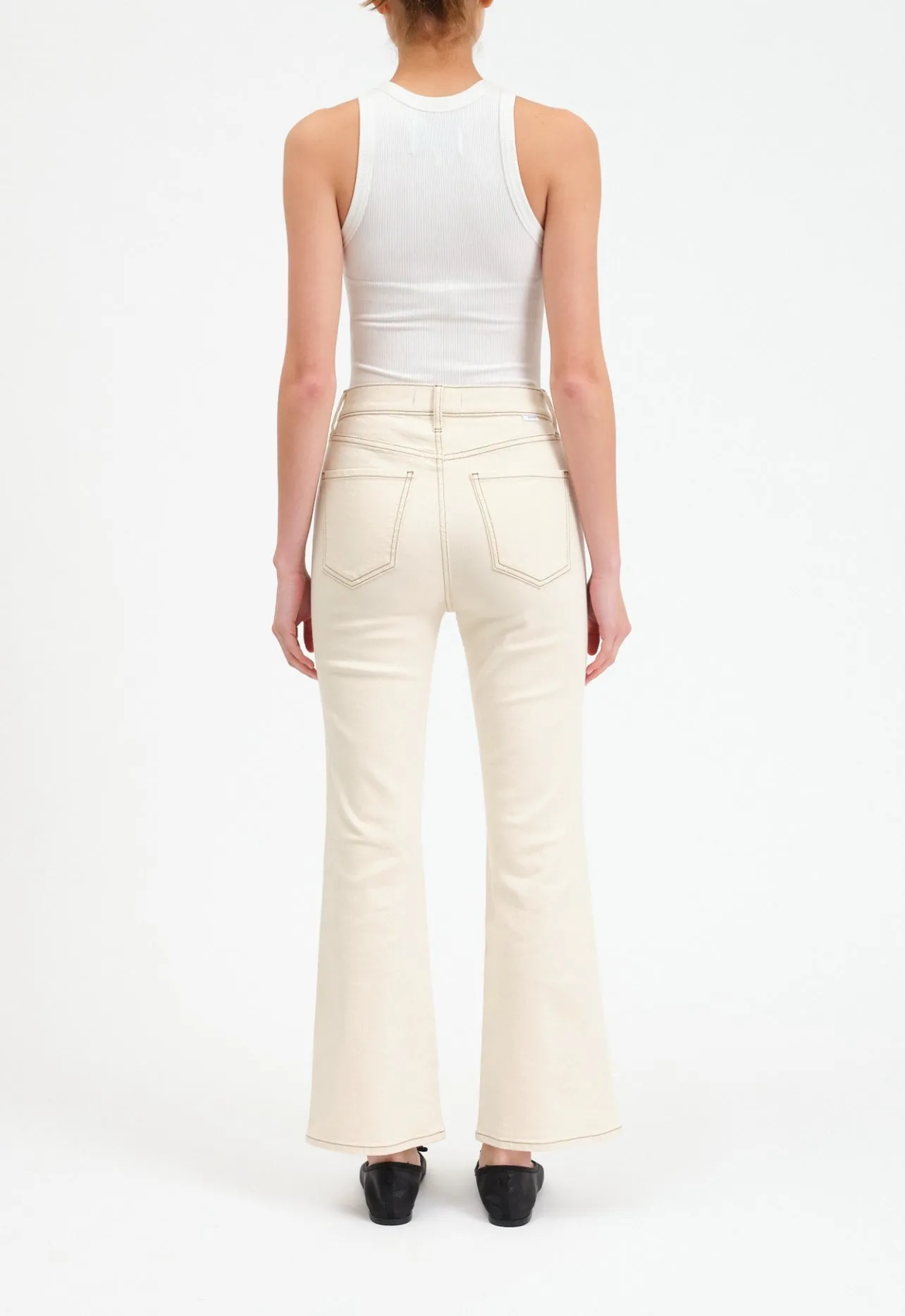 Soho High Rise Ankle Flare in Oat Milk By Daze Denim