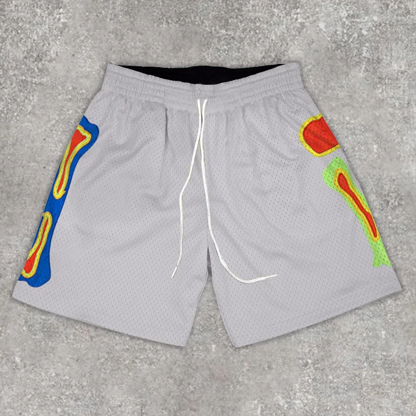 Statement bone print track shorts