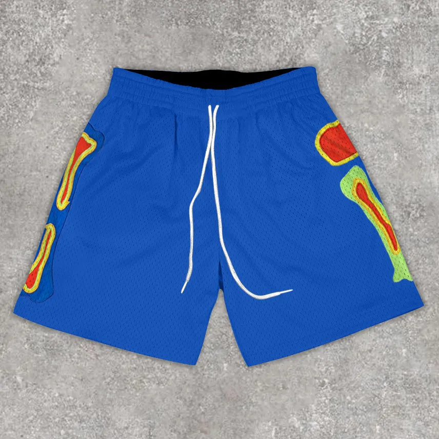 Statement bone print track shorts
