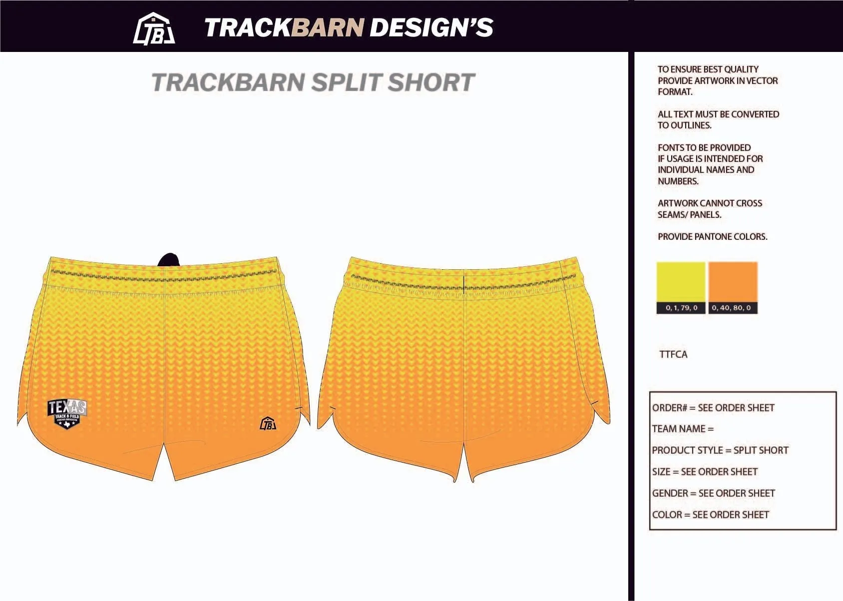 TTFCA-- Mens Split Track Short