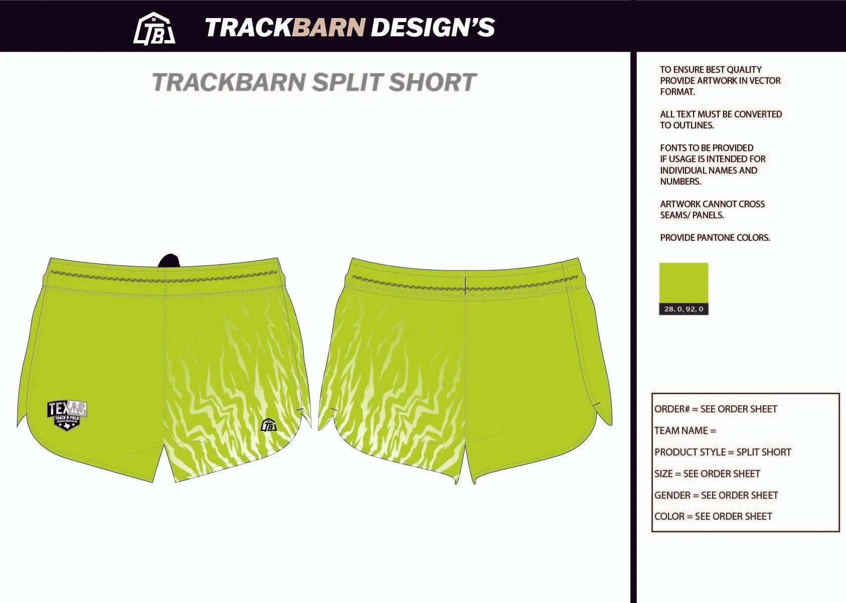 TTFCA-- Mens Split Track Short