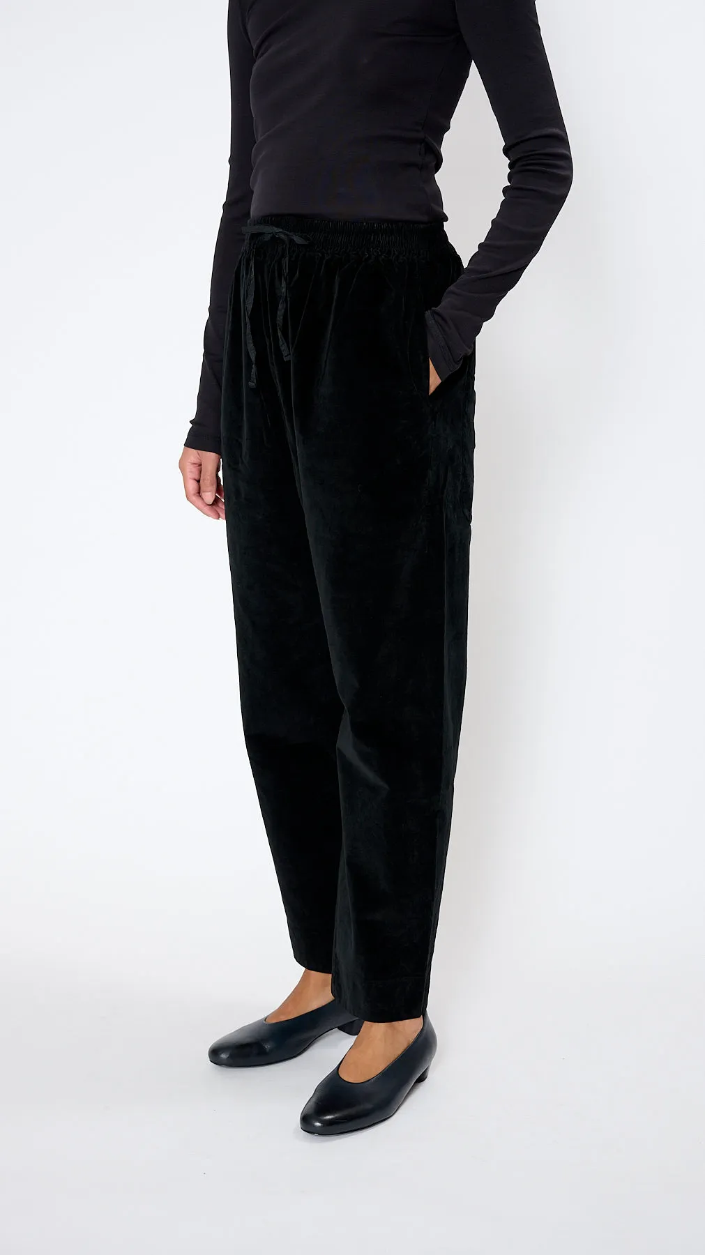 Velvet Braghe Pants in Black