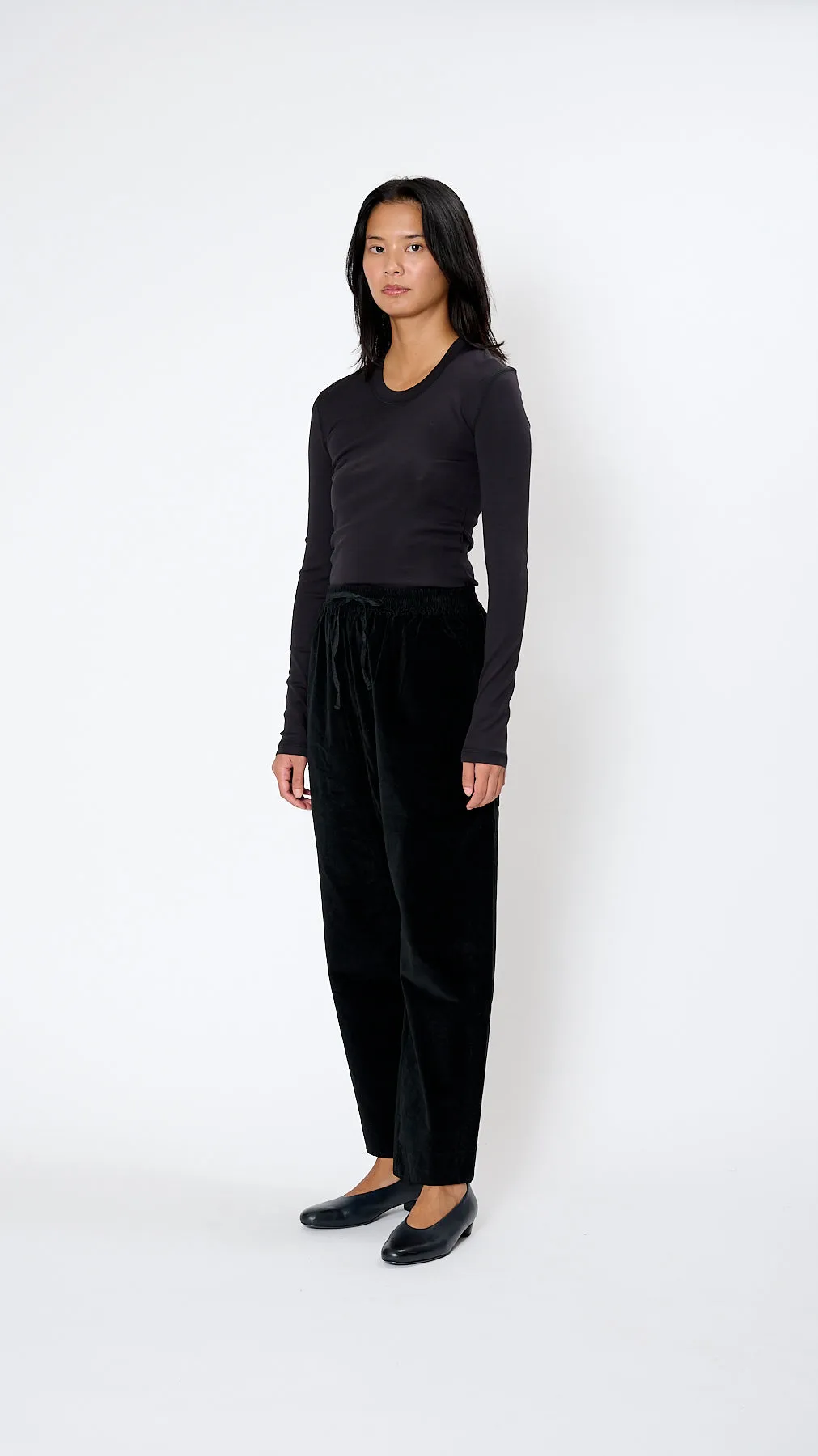 Velvet Braghe Pants in Black
