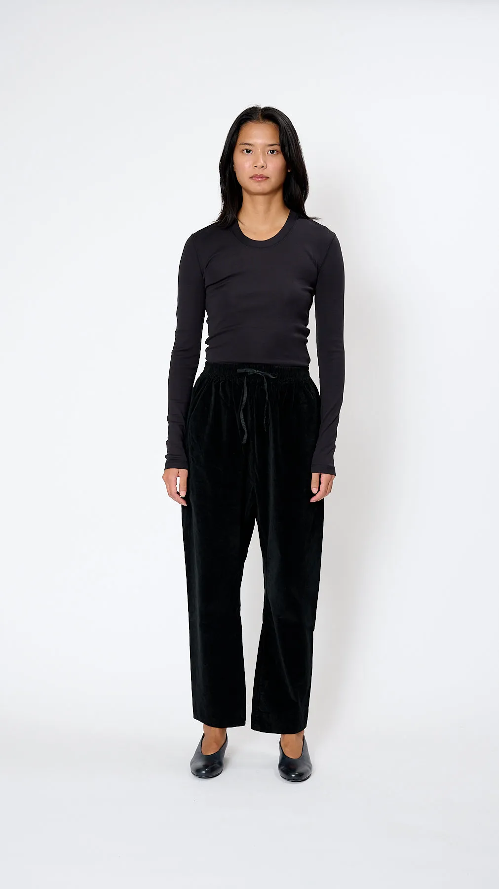 Velvet Braghe Pants in Black
