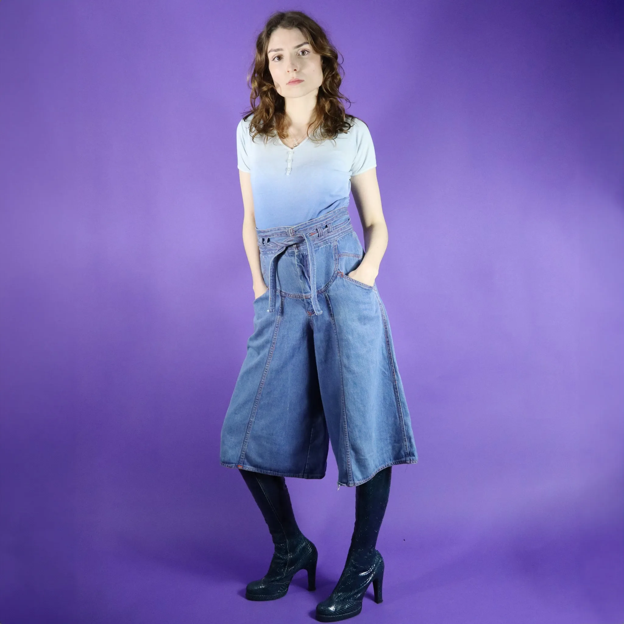 Vintage 1970s N'est-ce pas? Denim Sunray Culottes