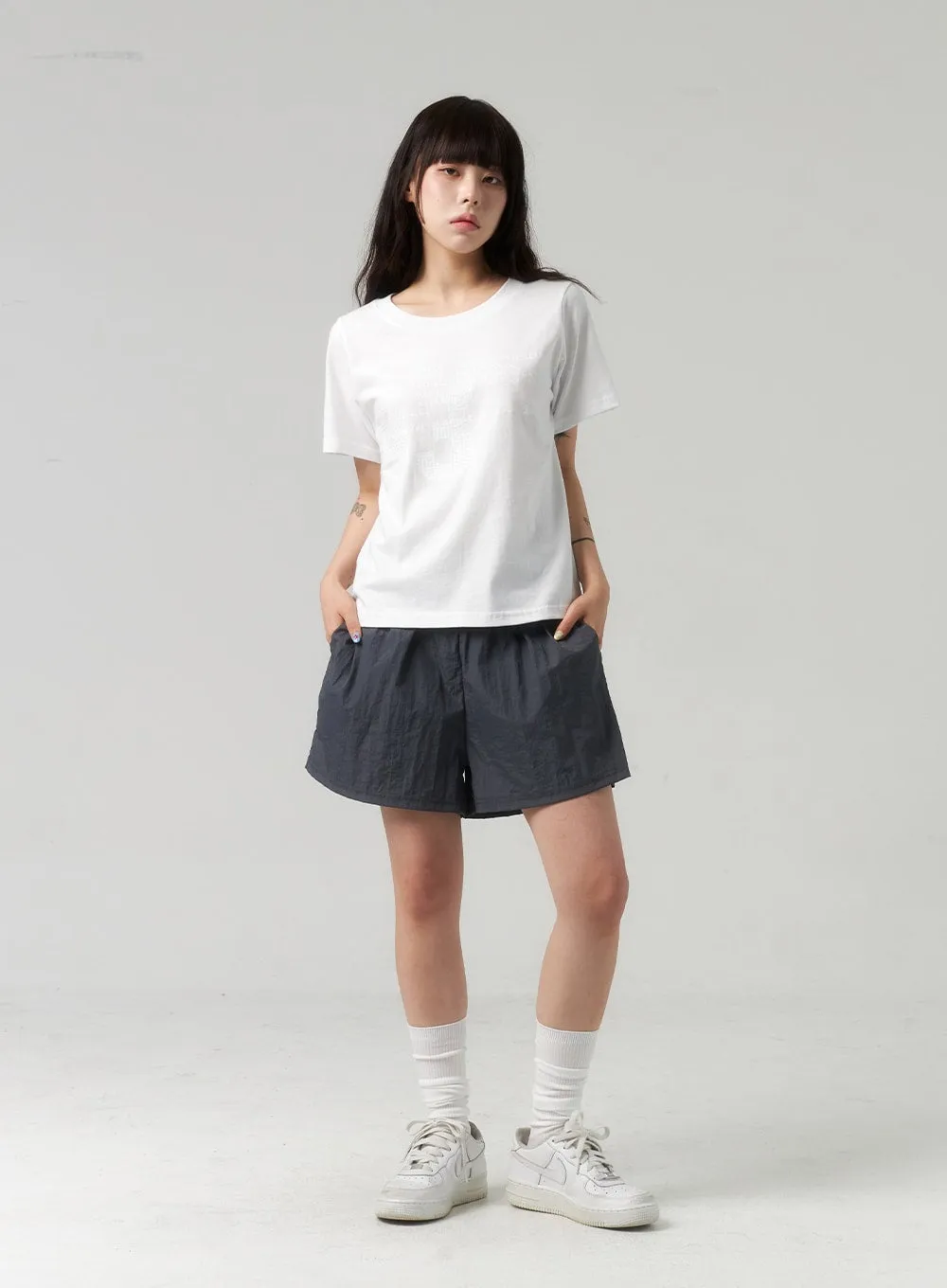Wide Leg Nylon Shorts CL314