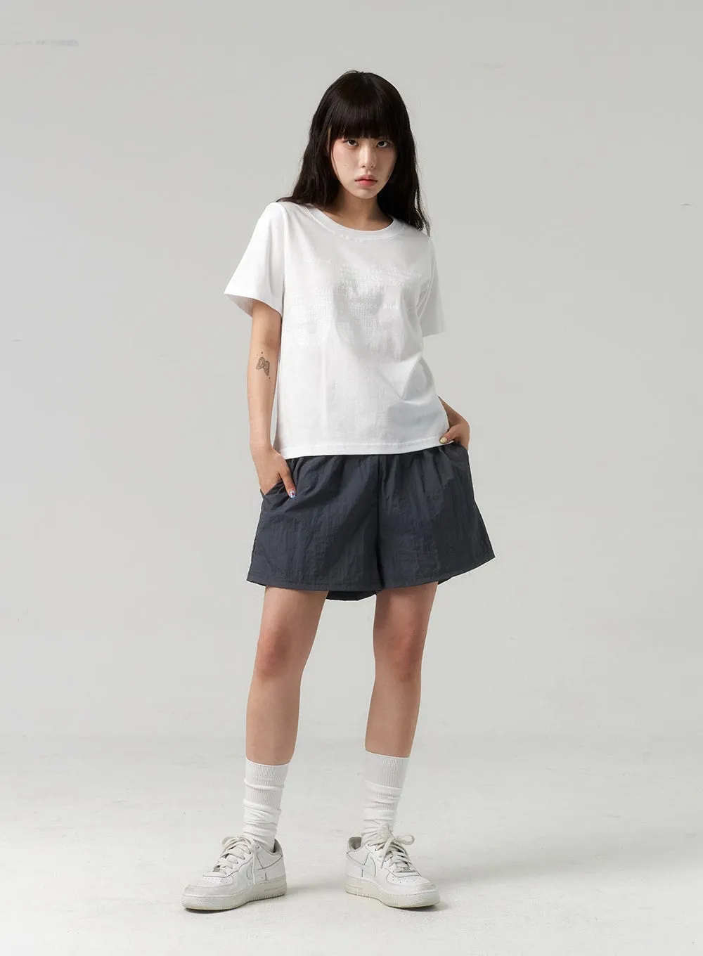 Wide Leg Nylon Shorts CL314