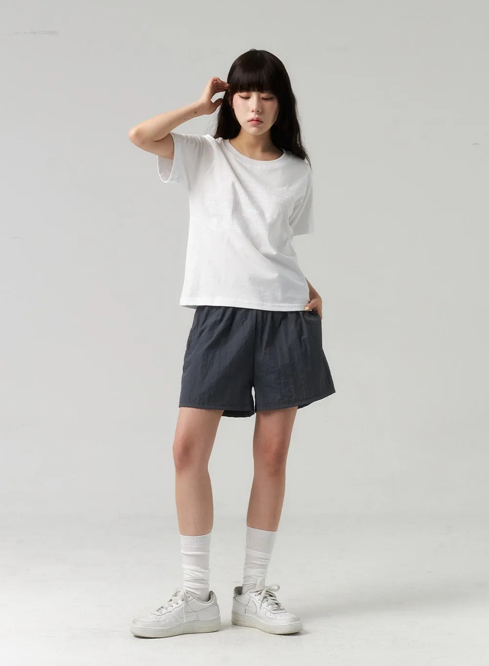 Wide Leg Nylon Shorts CL314