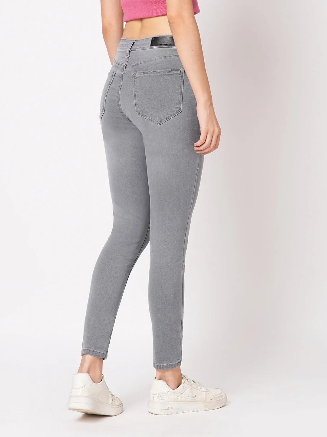 Women Grey High-Rise Skinny Jeans