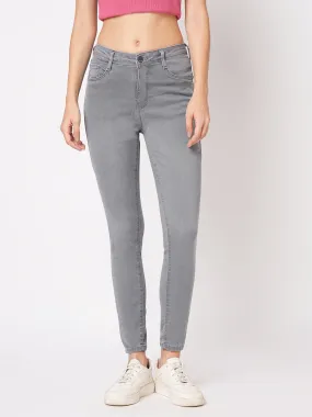 Women Grey High-Rise Skinny Jeans