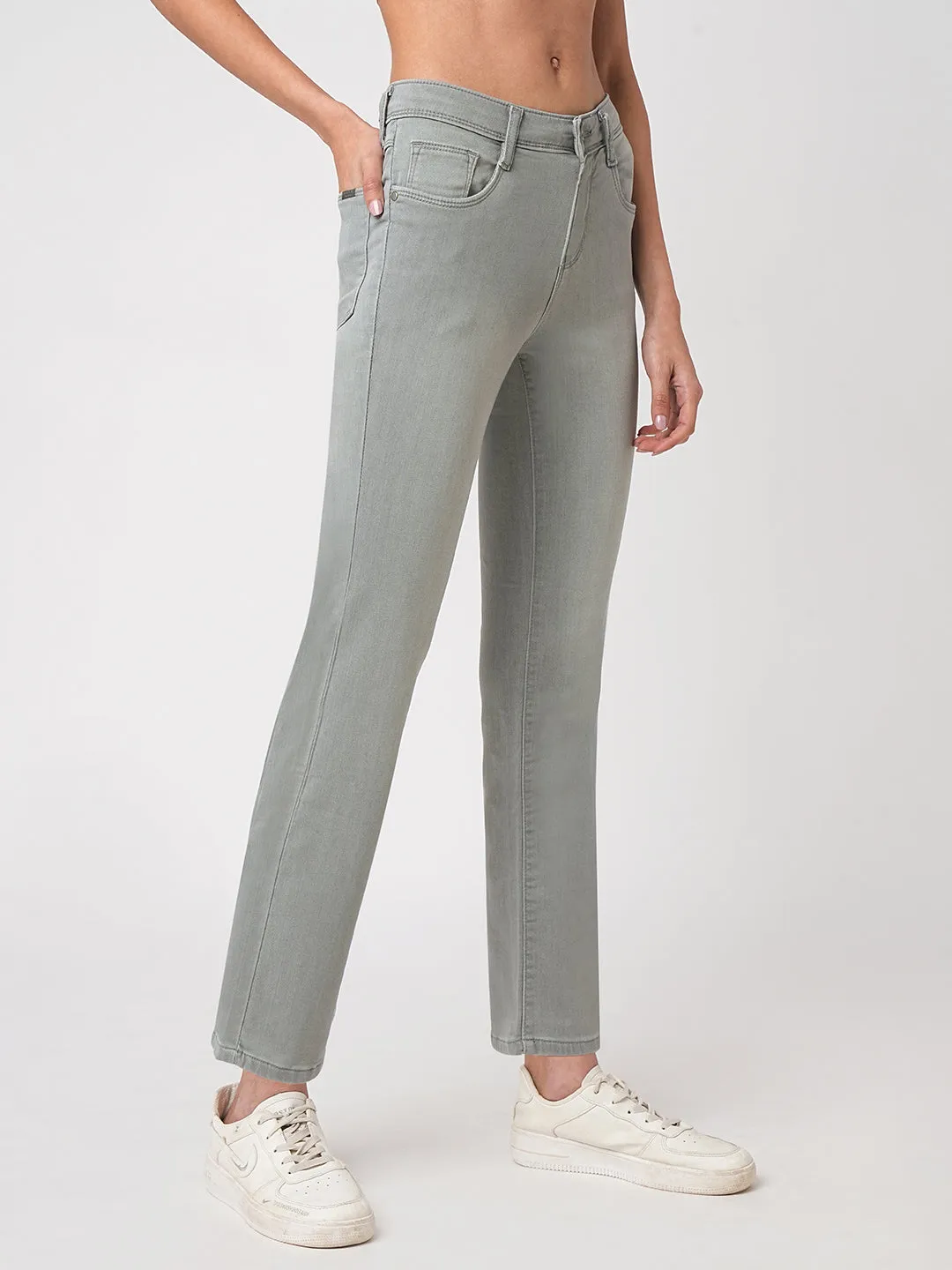 Women Grey High-Rise Skinny Jeans