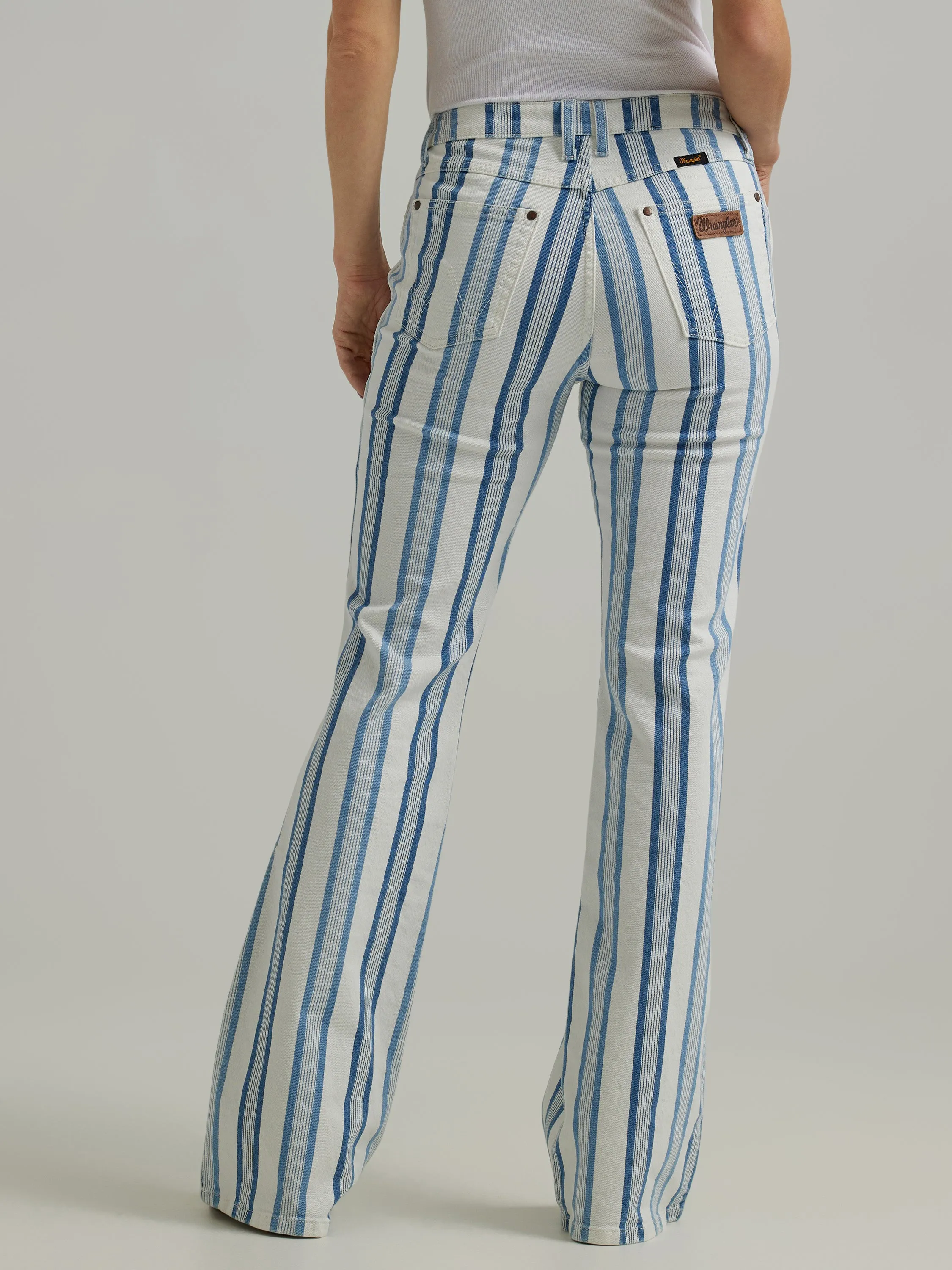 Wrangler Women's Blue Stripe Gabby Retro Bailey Flare Jean