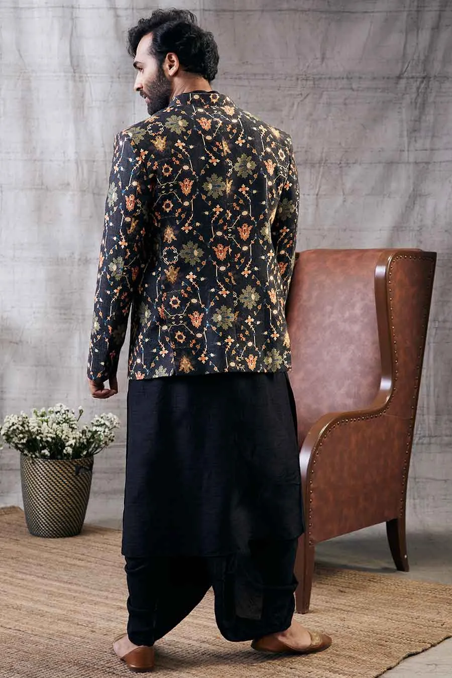 Zahra Printed Jacket With Dhoti Set